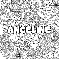 Coloriage prénom ANGÉLINE - décor Mandala fruits