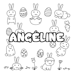 Coloriage pr&eacute;nom ANG&Eacute;LINE - d&eacute;cor Paques