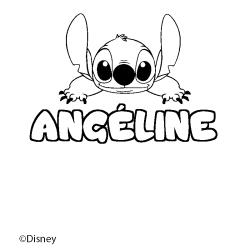 Coloriage pr&eacute;nom ANG&Eacute;LINE - d&eacute;cor Stitch