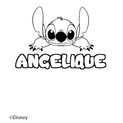 Coloriage pr&eacute;nom ANGELIQUE - d&eacute;cor Stitch