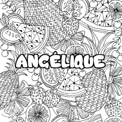 Coloriage pr&eacute;nom ANG&Eacute;LIQUE - d&eacute;cor Mandala fruits