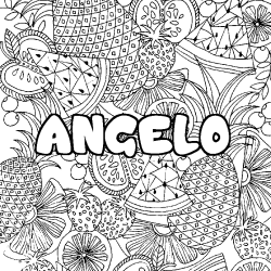 Coloriage prénom ANGELO - décor Mandala fruits