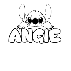 Coloriage prénom ANGIE - décor Stitch