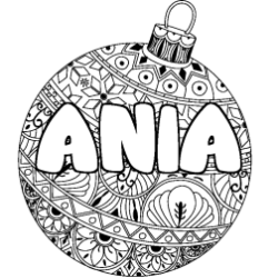 Coloriage prénom ANIA - décor Boule de Noël