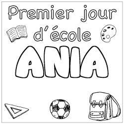 Coloriage ANIA - d&eacute;cor Premier jour d'&eacute;cole