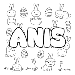 Coloriage prénom ANIS - décor Paques