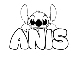 Coloriage prénom ANIS - décor Stitch