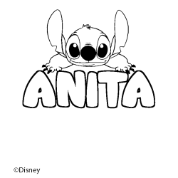 Coloriage pr&eacute;nom ANITA - d&eacute;cor Stitch