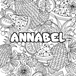 Coloriage prénom ANNABEL - décor Mandala fruits