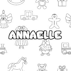 Coloriage prénom ANNAELLE - décor Jouets