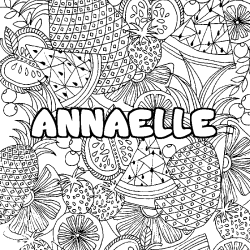 Coloriage prénom ANNAELLE - décor Mandala fruits