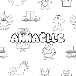 Coloriage pr&eacute;nom ANNA&Euml;LLE - d&eacute;cor Jouets