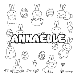 Coloriage pr&eacute;nom ANNA&Euml;LLE - d&eacute;cor Paques