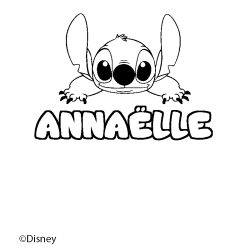 Coloriage pr&eacute;nom ANNA&Euml;LLE - d&eacute;cor Stitch
