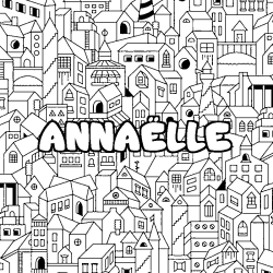 Coloriage pr&eacute;nom ANNA&Euml;LLE - d&eacute;cor Ville
