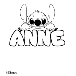 Coloriage pr&eacute;nom ANNE - d&eacute;cor Stitch