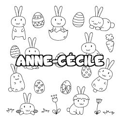 Coloriage pr&eacute;nom ANNE-C&Eacute;CILE - d&eacute;cor Paques