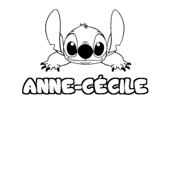 Coloriage prénom ANNE-CÉCILE - décor Stitch