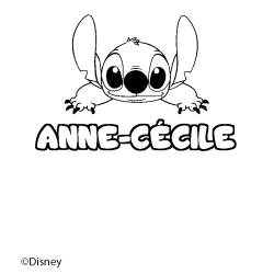 Coloriage pr&eacute;nom ANNE-C&Eacute;CILE - d&eacute;cor Stitch