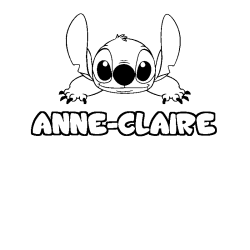Coloriage prénom ANNE-CLAIRE - décor Stitch