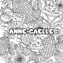 Coloriage pr&eacute;nom ANNE-GAELLE - d&eacute;cor Mandala fruits