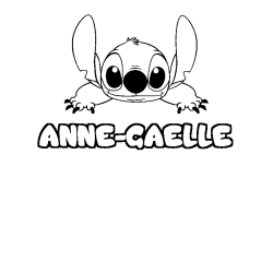Coloriage prénom ANNE-GAELLE - décor Stitch