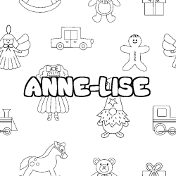 Coloriage pr&eacute;nom ANNE-LISE - d&eacute;cor Jouets