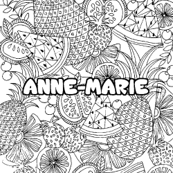 Coloriage pr&eacute;nom ANNE-MARIE - d&eacute;cor Mandala fruits
