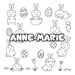 Coloriage prénom ANNE-MARIE - décor Paques