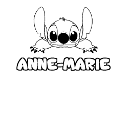 Coloriage prénom ANNE-MARIE - décor Stitch