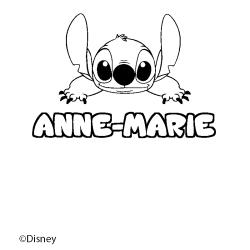 Coloriage pr&eacute;nom ANNE-MARIE - d&eacute;cor Stitch