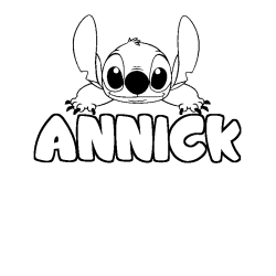 Coloriage prénom ANNICK - décor Stitch