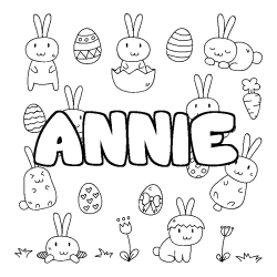 Coloriage pr&eacute;nom ANNIE - d&eacute;cor Paques