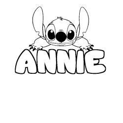 Coloriage prénom ANNIE - décor Stitch