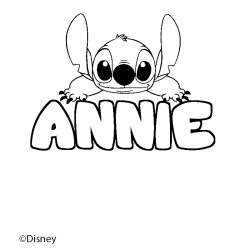 Coloriage pr&eacute;nom ANNIE - d&eacute;cor Stitch