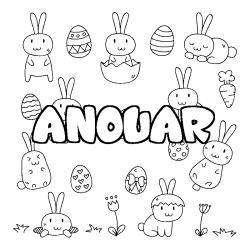 Coloriage ANOUAR - d&eacute;cor Paques