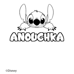 Coloriage pr&eacute;nom ANOUCHKA - d&eacute;cor Stitch