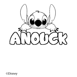 Coloriage pr&eacute;nom ANOUCK - d&eacute;cor Stitch