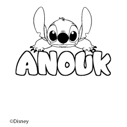 Coloriage pr&eacute;nom ANOUK - d&eacute;cor Stitch