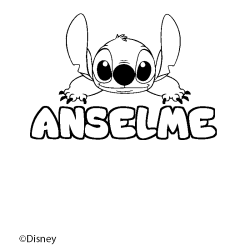 Coloriage pr&eacute;nom ANSELME - d&eacute;cor Stitch