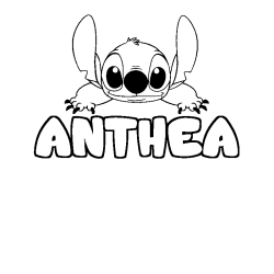 Coloriage prénom ANTHEA - décor Stitch