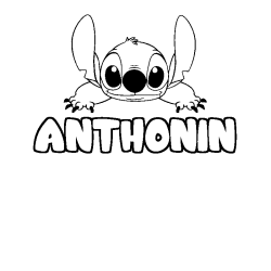 Coloriage prénom ANTHONIN - décor Stitch