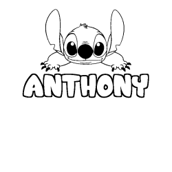 Coloriage prénom ANTHONY - décor Stitch