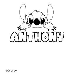 Coloriage pr&eacute;nom ANTHONY - d&eacute;cor Stitch