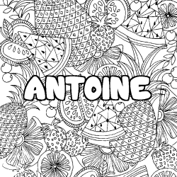 Coloriage pr&eacute;nom ANTOINE - d&eacute;cor Mandala fruits