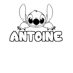 Coloriage prénom ANTOINE - décor Stitch