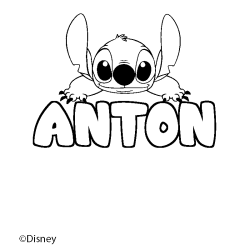Coloriage pr&eacute;nom ANTON - d&eacute;cor Stitch