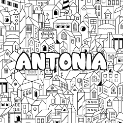 Coloriage ANTONIA - d&eacute;cor Ville