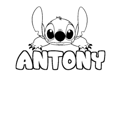 Coloriage prénom ANTONY - décor Stitch