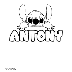 Coloriage pr&eacute;nom ANTONY - d&eacute;cor Stitch